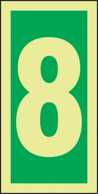 IMO Safety Sign, Number = 8, 3" W x 6" H, Rectangle, Plastic, MLMR308GX