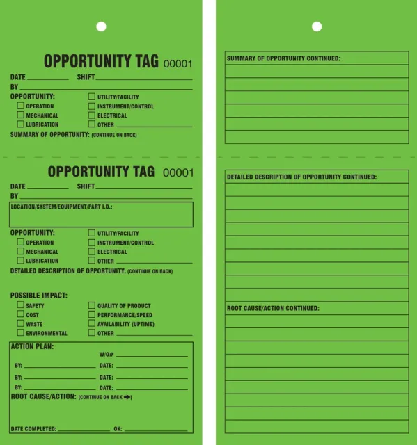 Accuform MMT103FCP TPM Tags: Opportunity Tag
