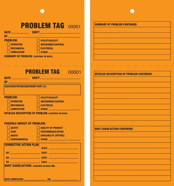 Accuform MMT104FCP TPM Tags: Problem Tag