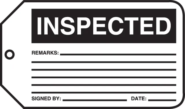 Safety Tags, INSPECTED, 5.75in x 3.25in, RP-Plastic, 25PK