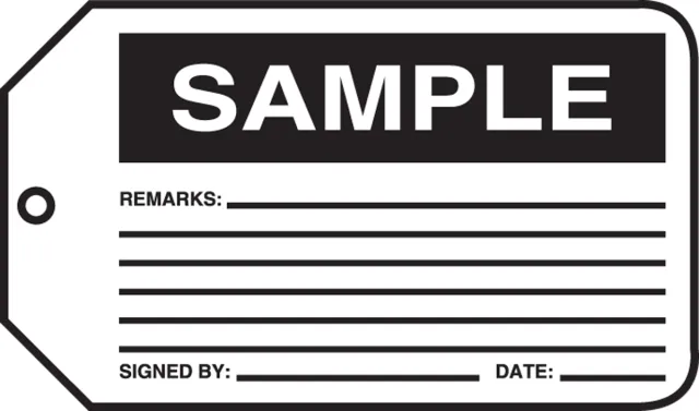 Safety Tags, SAMPLE, 5.75in x 3.25in, RP-Plastic, 5PK