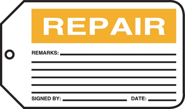 Safety Tags, REPAIR, 5.75in x 3.25in, RP-Plastic, 5PK