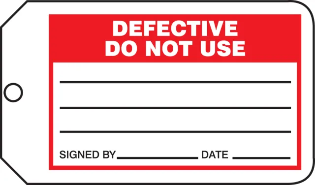 Accuform MMT332PTP Safety Tag: Defective Do Not Use