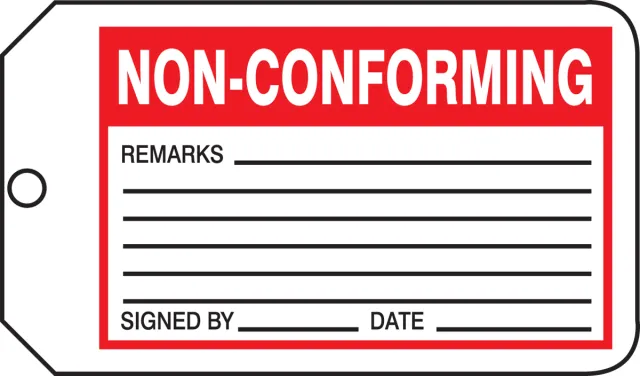 Safety Tags, NON-CONFORMING, 5.75in x 3.25in, RP-Plastic, 5PK