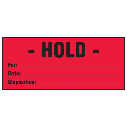 Accuform MPC020PS5 Transport & Shipping Label: Hold For:___ Date: ___ Disposition:___
