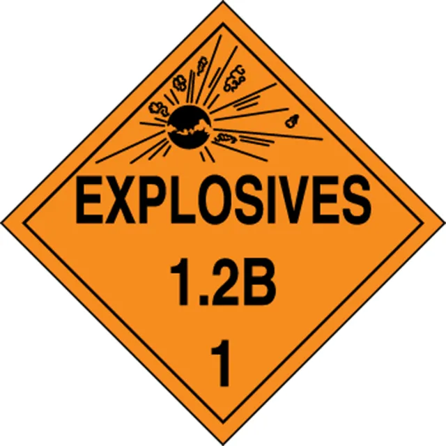 Accuform MPL110FV100 DOT Placard: Hazard Class 1 - Explosives & Blasting Agents (1.2B)