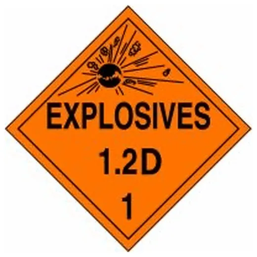 Accuform MPL112RM10 DOT Placard: Hazard Class 1 - Explosives & Blasting Agents (1.2D)