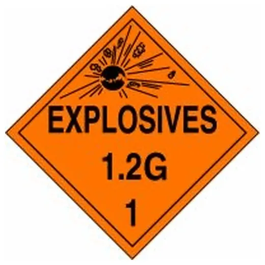 Accuform MPL115RM50 DOT Placard: Hazard Class 1 - Explosives & Blasting Agents (1.2G)
