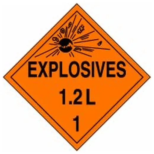 Accuform MPL119FV1 DOT Placard: Hazard Class 1 - Explosives & Blasting Agents (1.2L)