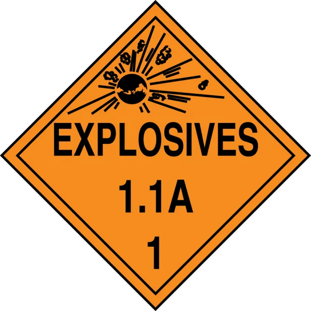 Accuform MPL11RM100 DOT Placard: Hazard Class 1 - Explosives & Blasting Agents (1.1A)