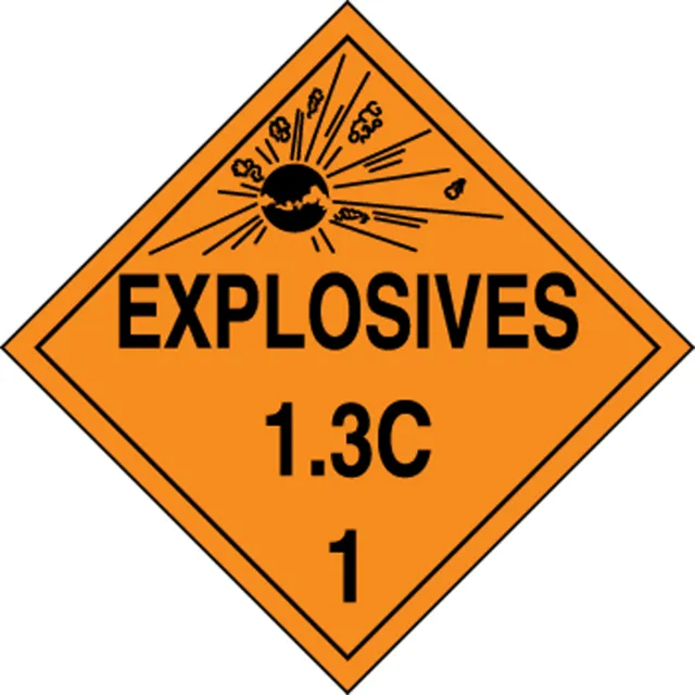 Accuform MPL120FV50 DOT Placard: Hazard Class 1 - Explosives & Blasting Agents (1.3C)