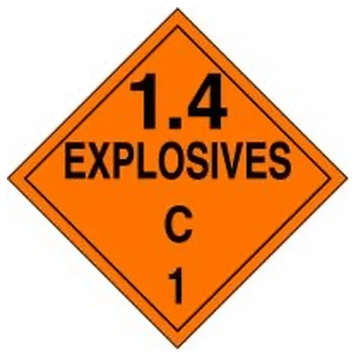 Accuform MPL128FV1 DOT Placard: Hazard Class 1 - Explosives & Blasting Agents (1.4C)