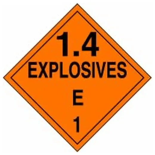 Accuform MPL130RM1 DOT Placard: Hazard Class 1 - Explosives & Blasting Agents (1.4E)