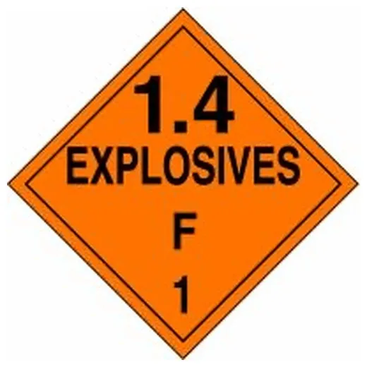 Accuform MPL131FV100 DOT Placard: Hazard Class 1 - Explosives & Blasting Agents (1.4F)