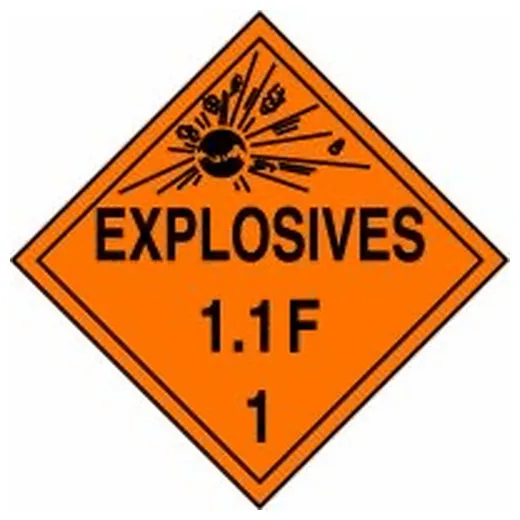 Accuform MPL16FV50 DOT Placard: Hazard Class 1 - Explosives & Blasting Agents (1.1F)