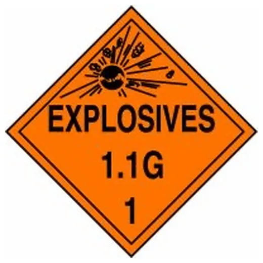 Accuform MPL17FV50 DOT Placard: Hazard Class 1 - Explosives & Blasting Agents (1.1G)