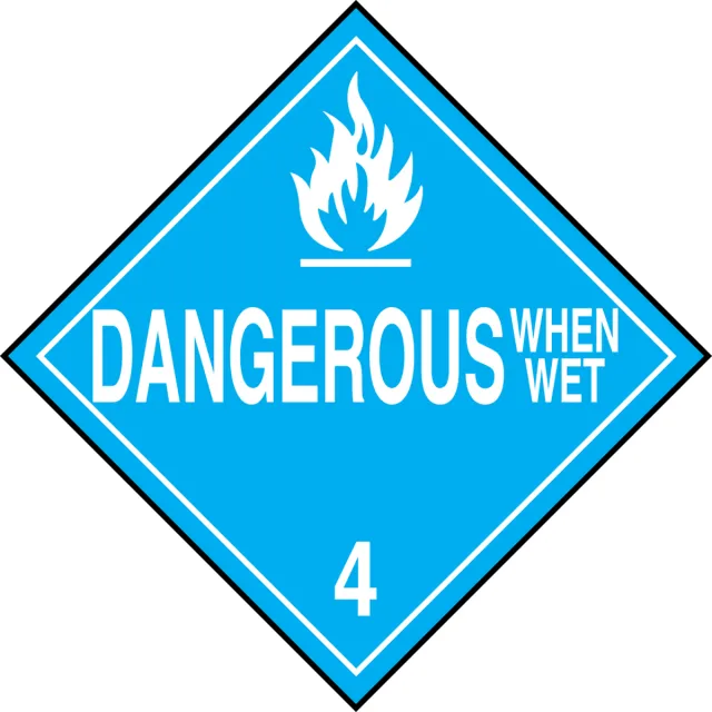 Accuform MPL402RM100 DOT Placard: Hazard Class 4 - Dangerous When Wet