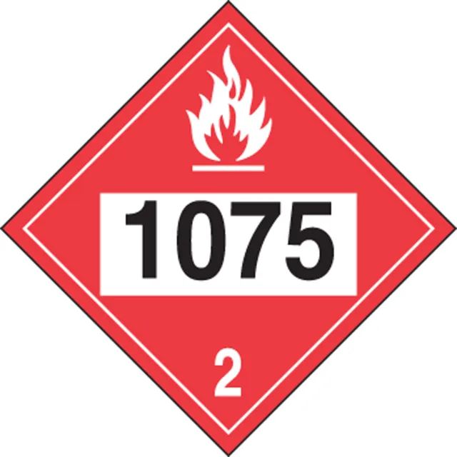 Accuform MPL724VS50 4-Digit DOT Placards: Hazard Class 2 - 1075 (Liquefied Petroleum Gas)