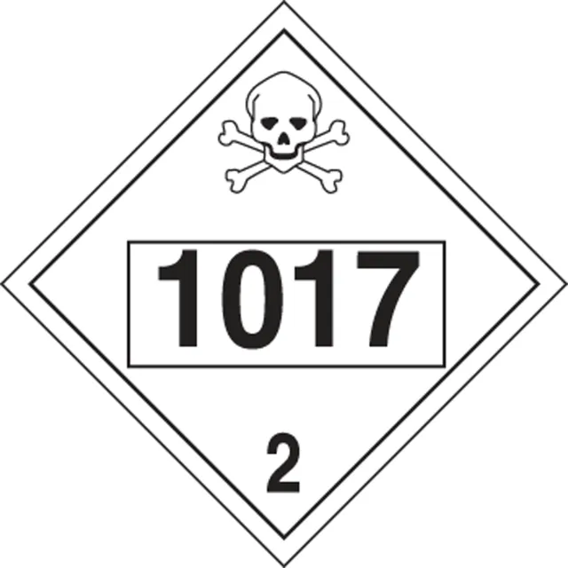 Accuform MPL725CT100 4-Digit DOT Placards: Hazard Class 2 - 1017 (Chlorine)