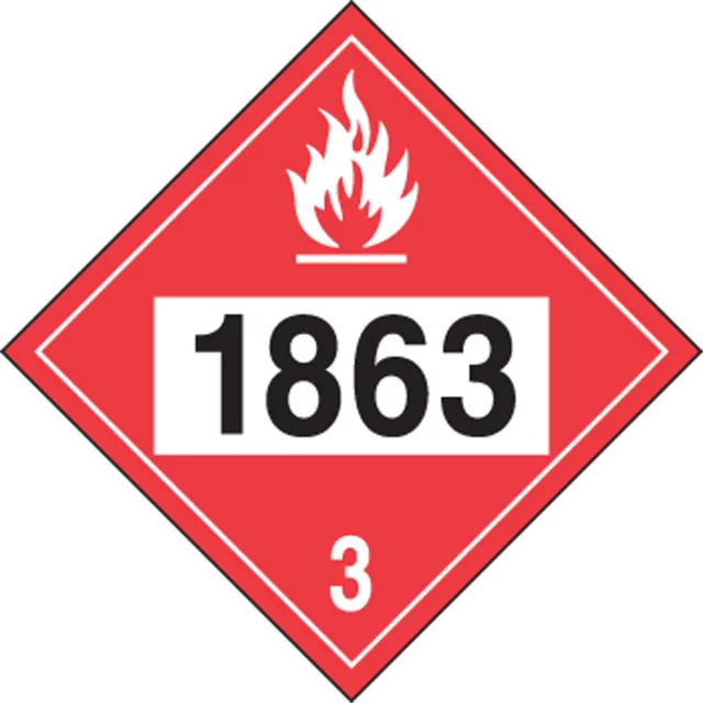 Accuform MPL732VS50 4-Digit DOT Placards: Hazard Class 3 - 1863 (Fuel, Aviation)