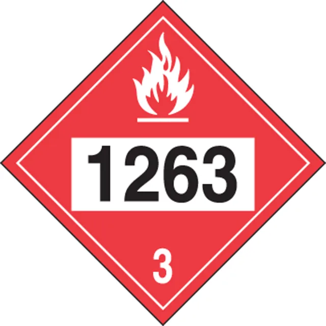 Accuform MPL737RM50 4-Digit DOT Placards: Hazard Class 3 - 1263 (Paint)