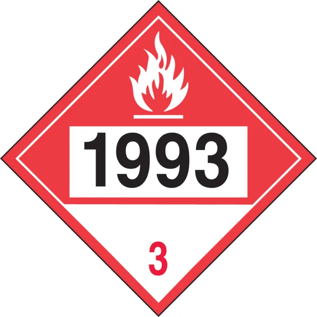 Accuform MPL738FV10 4-Digit DOT Placards: Hazard Class 3 - 1993 (Combustible Liquid)