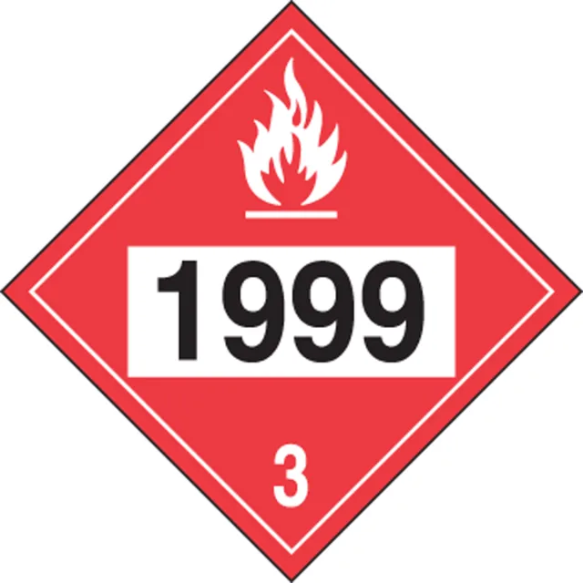 Accuform MPL740RM25 4-Digit DOT Placards: Hazard Class 3 - 1999 (Asphalt, Tars)