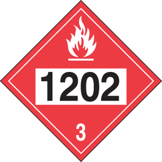 Accuform MPL744VS100 4-Digit DOT Placards: Hazard Class 3 - 1202 (Diesel Fuel)