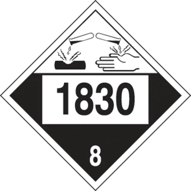 Accuform MPL781CT100 4-Digit DOT Placards: Hazard Class 8 - 1830 (Sulfuric Acid)