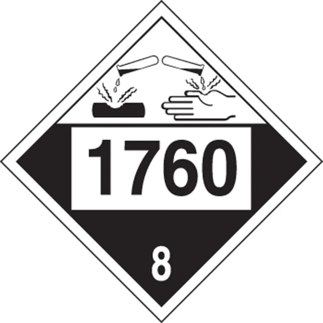 Accuform MPL782VS50 4-Digit DOT Placard: Hazard Class 8 - 1760 (Corrosive Liquid)