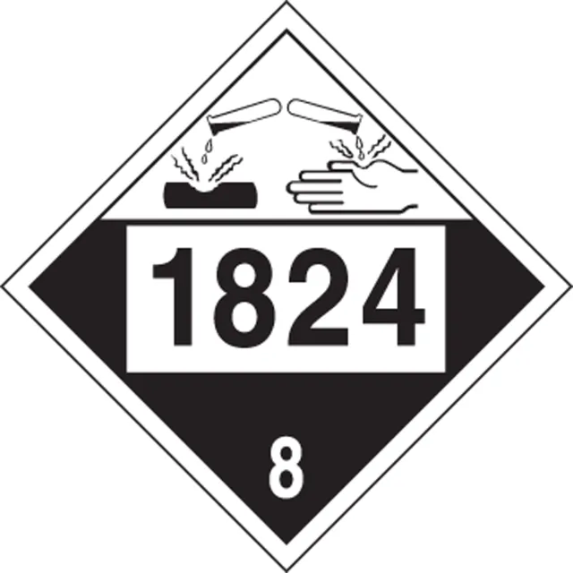 Accuform MPL784RM10 4-Digit DOT Placard: Hazard Class 8 - 1824 (Sodium Hydroxide Solution)
