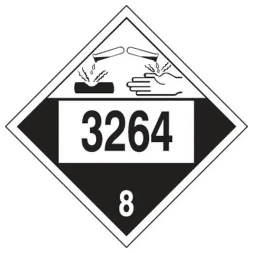 Accuform MPL785CT100 10-3/4"" x 10-3/4"" 4-Digit DOT Placards: Hazard Class 8 - 3264 (Corrosive Liquid, Acidic, Inorganic), PF-Cardstock