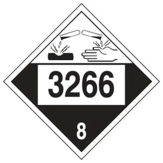 Accuform MPL788CT25 10-3/4"" x 10-3/4"" 4-Digit DOT Placard: Hazard Class 8 - 3266 (Inorganic Acidic Corrosive Liquid), PF-Cardstock