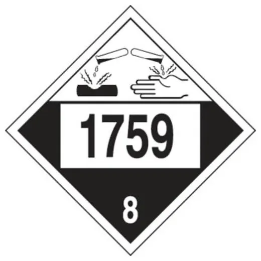 Accuform MPL789CT1 10-3/4"" x 10-3/4"" 4-Digit DOT Placard: Hazard Class 8 - 1760 (Corrosive Solid), PF-Cardstock