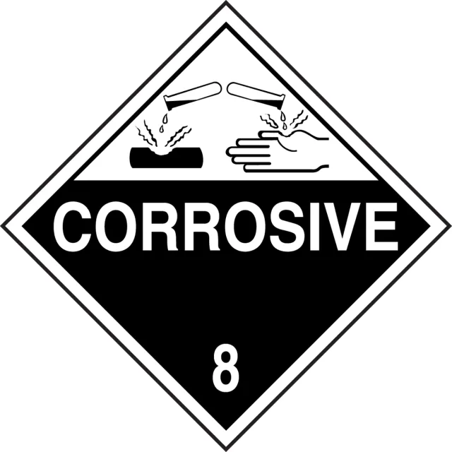 Accuform MPL801FV10 DOT Hazard Class 8 Placards: Corrosive