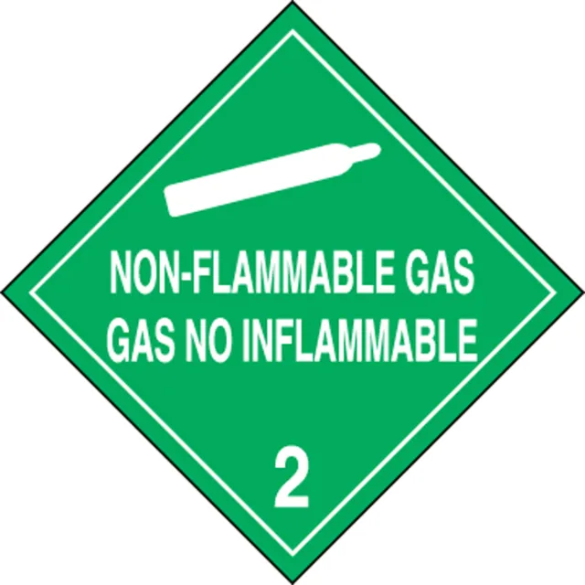 Accuform MPLSP2RM100 Spanish Bilingual DOT Placard: Hazard Class 2 - Non-Flammable Gas