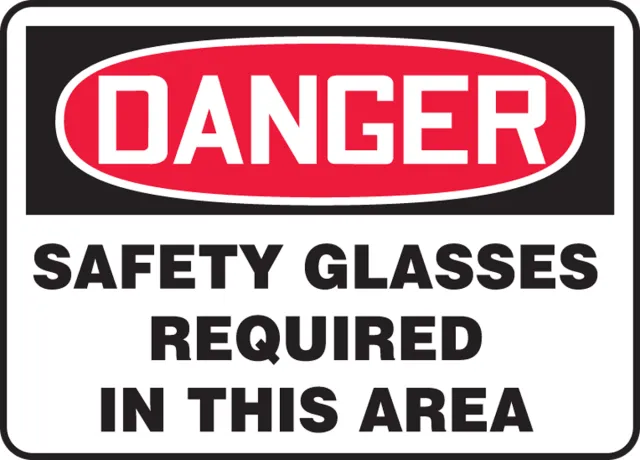 Accuform MPPA002XP OSHA Danger Safety Sign: Safety Glasses Required In This Area