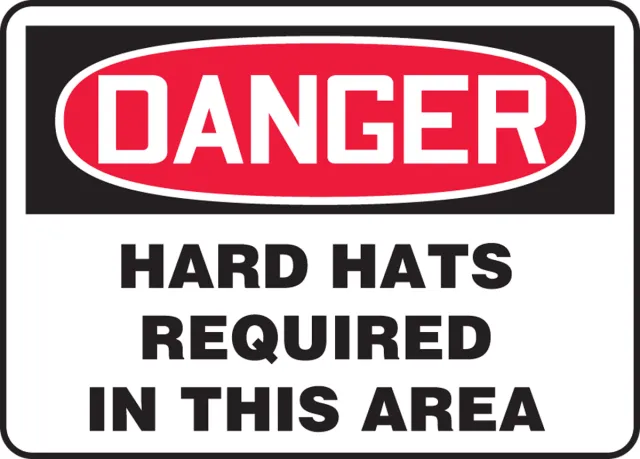 Accuform MPPA029XV OSHA Danger Safety Sign: Hard Hats Required In This Area