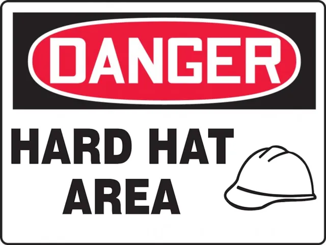 Accuform MPPA106VS OSHA Danger Safety Sign: Hard Hat Area