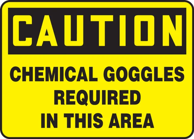 Accuform MPPA618VP OSHA Caution Safety Sign: Chemical Goggles Required In This Area