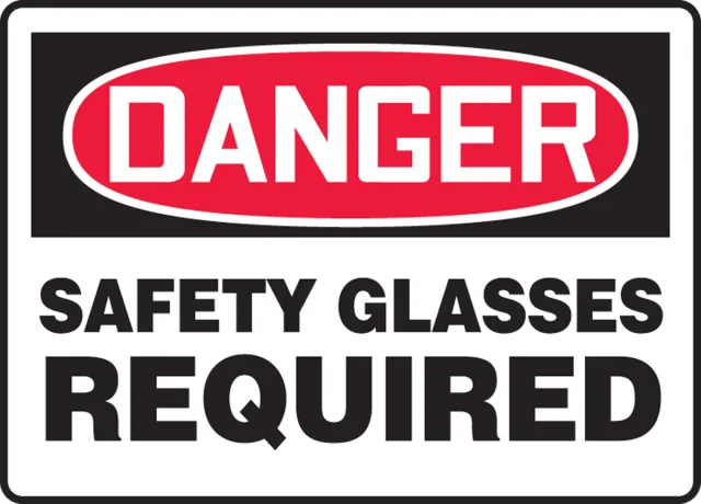 Accuform MPPE025VA OSHA Danger Safety Sign: Safety Glasses Required