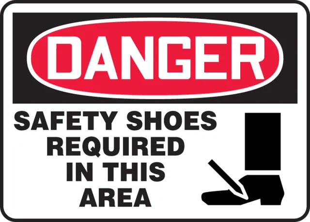 Accuform MPPE028VS OSHA Danger Safety Sign: Safety Shoes Required In This Area