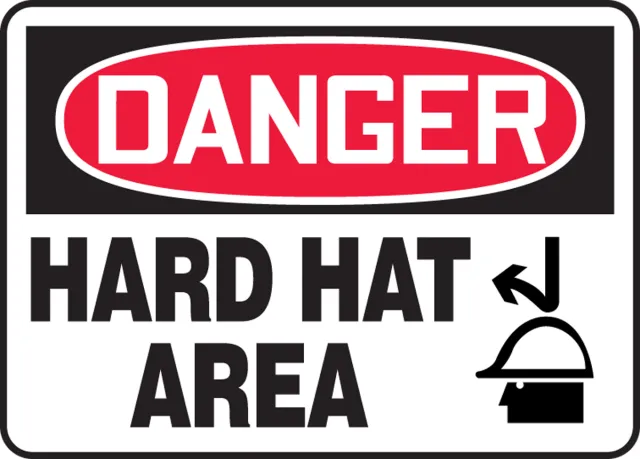 Accuform MPPE062XT OSHA Danger Safety Sign: Hard Hat Area