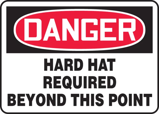 Accuform MPPE066VS OSHA Danger Safety Sign: Hard Hat Required Beyond This Point