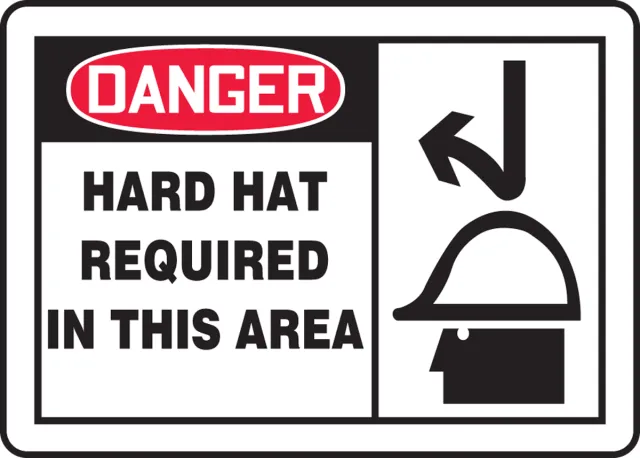 Accuform MPPE074VS OSHA Danger Safety Sign: Hard Hat Required In This Area