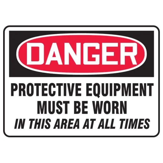 Accuform MPPE127XP 10"" x 14"" OHSA Danger Safety Sign: Protective Equipment Must Be Worn In This Area At All Times, Accu-Shield