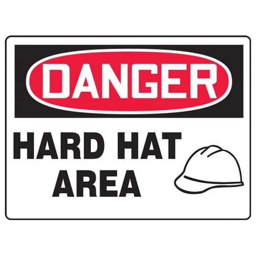 Accuform MPPE149XT 7"" x 10"" OSHA Danger Safety Sign: Hard Hat Area, Dura-Plastic