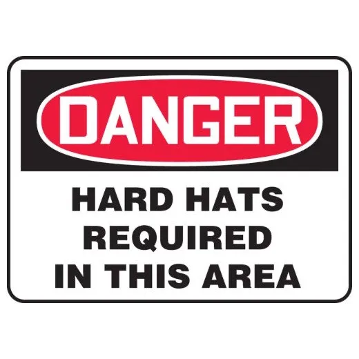 Accuform MPPE156VS 18"" x 24"" OSHA Danger Safety Sign: Hard Hats Required In This Area, Adhesive Vinyl