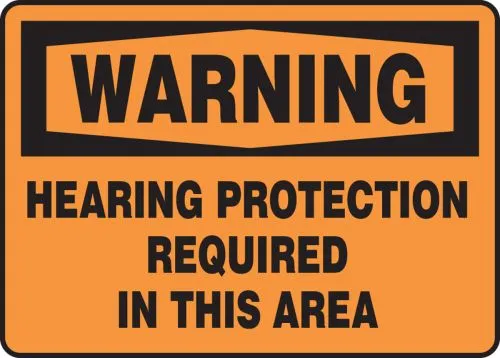 Accuform MPPE317VA 7"" x 10"" OSHA Warning Safety Sign: Hearing Protection Is Required In This Area, Aluminum