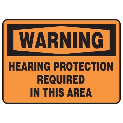 Accuform MPPE317XV 7"" x 10"" OSHA Warning Safety Sign: Hearing Protection Is Required In This Area, Adhesive Dura-Vinyl